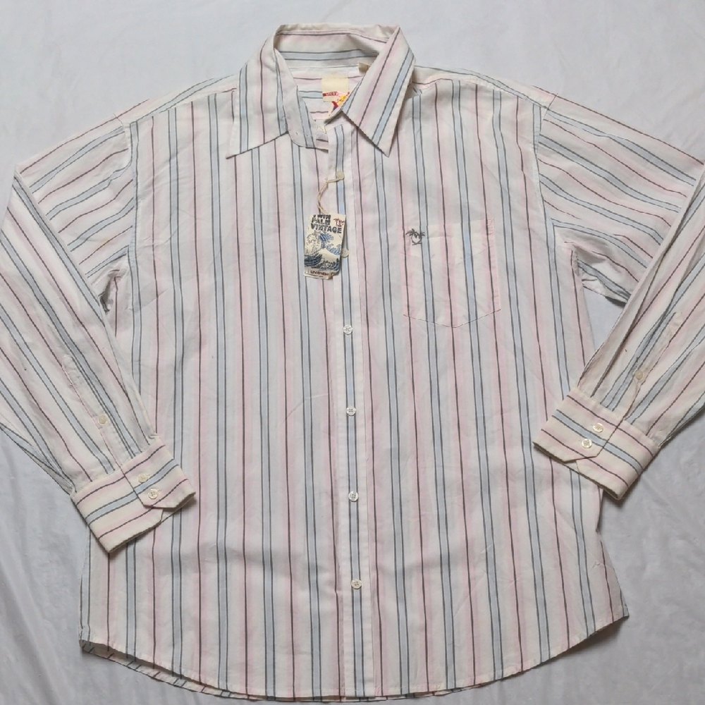 Unionbay Mens Vintage Y2K Pink Blue Beachy Preppy Button Up Shirt NWT Sz XL